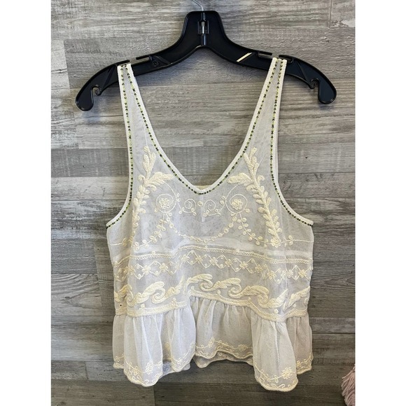 FREE people embroidered beaded top sz med - Picture 6 of 7